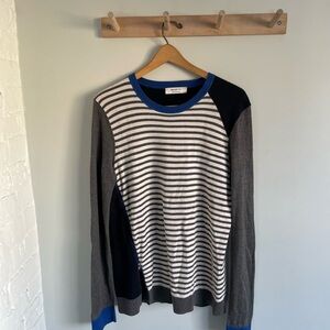 Striped Long Sleeve Sweater with Blue Accents